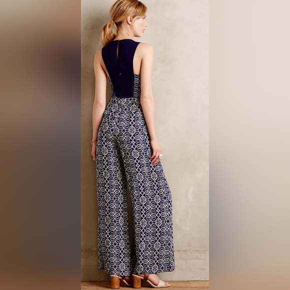 elevenses Pants - Elevenses By Anthropologie Arabesque Wide- Leg Jumpsuit, With Pockets!